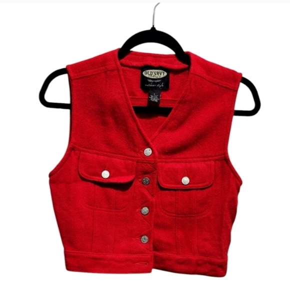 Old Navy Vintage Red Crop Vest Small - Picture 1 of 7